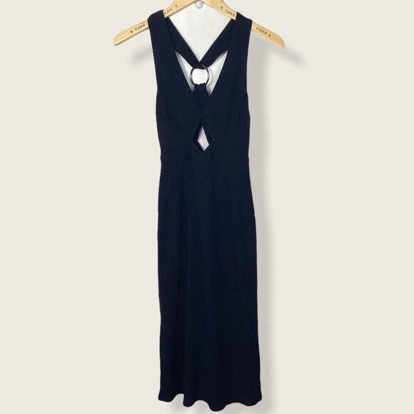 Free People Navy Blue All The Right Angles Midi Dress Size XS Revolve Cut Out - Picture 4 of 12